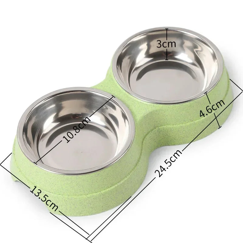 š¾ Stainless Steel Double Bowl ā Food & Water Feeder
