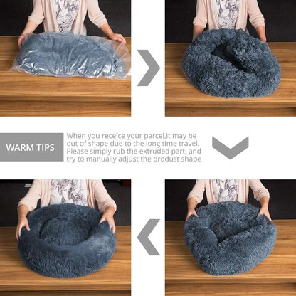 🛏️ Plush Round Pet Bed – Ultra Soft & Winter-Warm