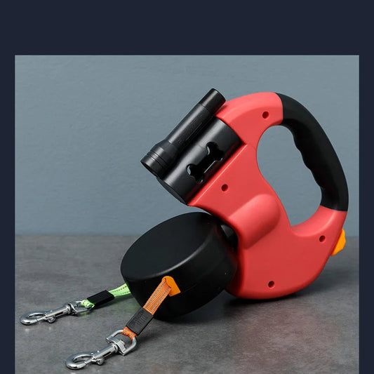 🐕‍🦺 Premium 3M Retractable Double Dog Leash – No-Tangle, Reflective & LED Smart Walking Lead 🌙