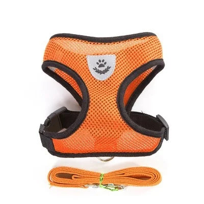 🐕 Adjustable Reflective Mesh Harness with Lead – Safe and Breathable