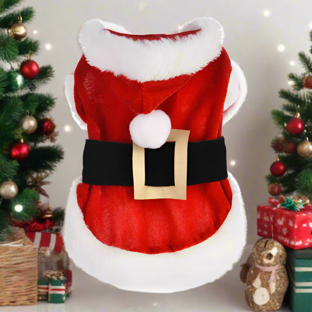 🎅 Pet Santa Coat – Hooded Christmas Jacket for Small Dogs & Cats