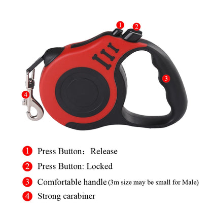 🐕 Retractable Nylon Dog Leash – 3 m & 5 m Options