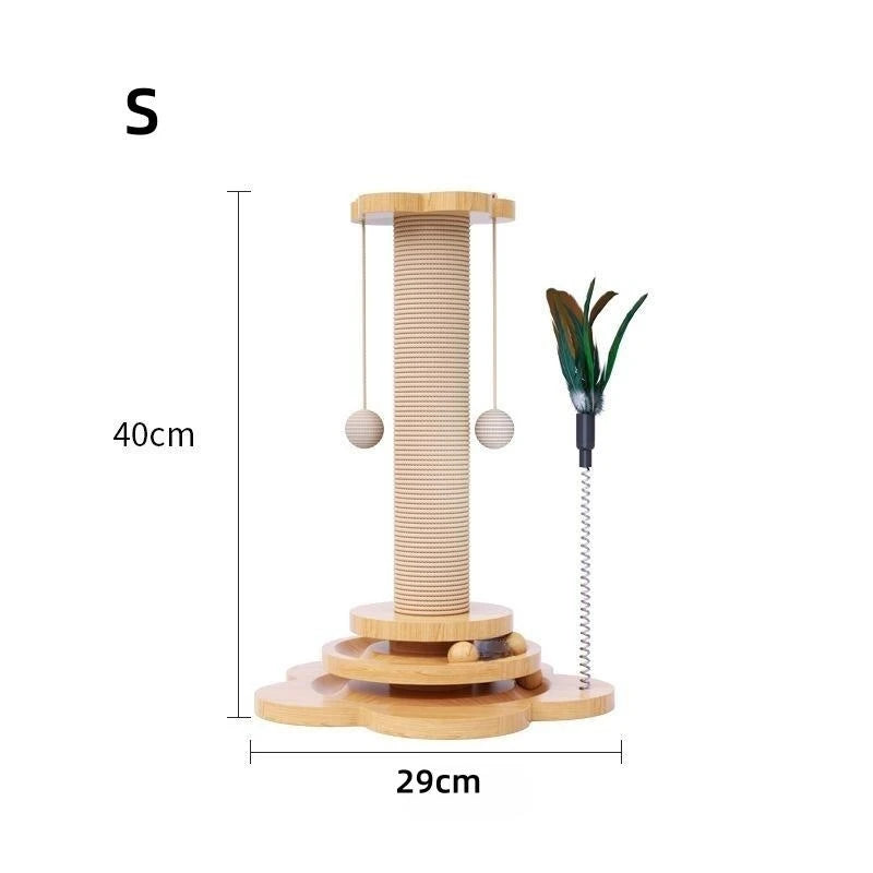 🪵 Solid Wood Cat Turntable & Sisal Scratcher – Interactive Play Column