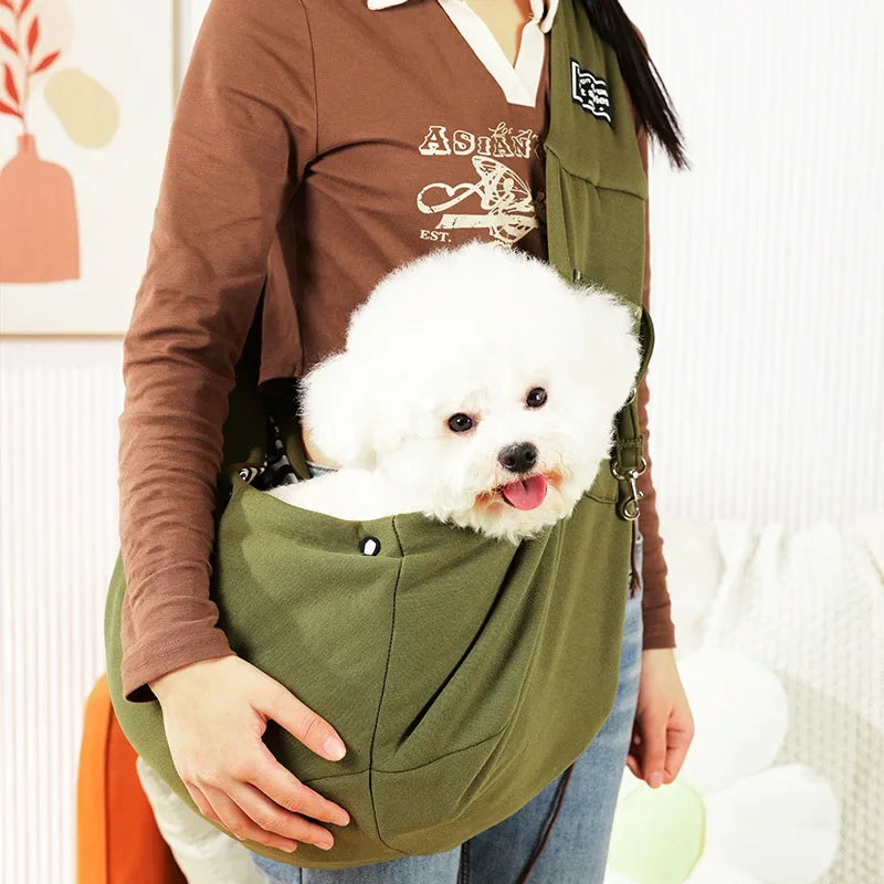 👜 Hands-Free Pet Sling Carrier – Stylish Cross-Body Bag for Small Pets