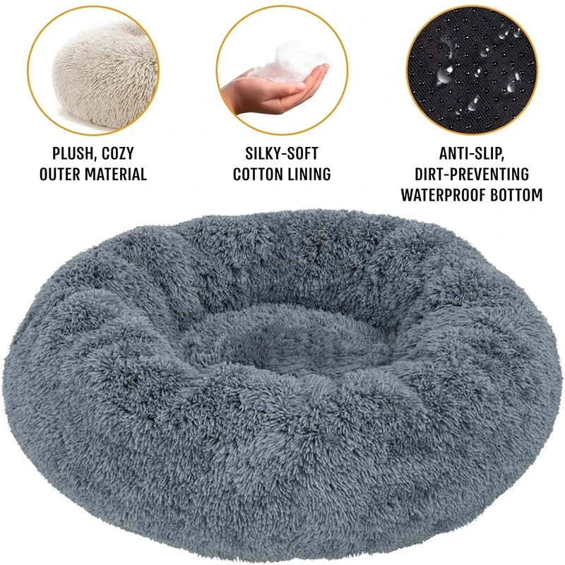 🛏️ Plush Round Pet Bed – Ultra Soft & Winter-Warm