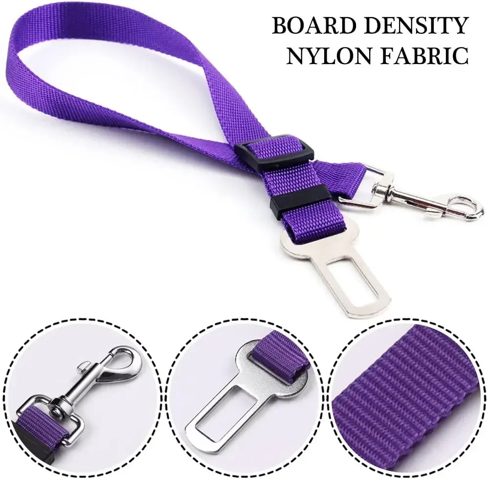 🚗 Adjustable Dog Seat Belt – Secure Car Harness for Dogs