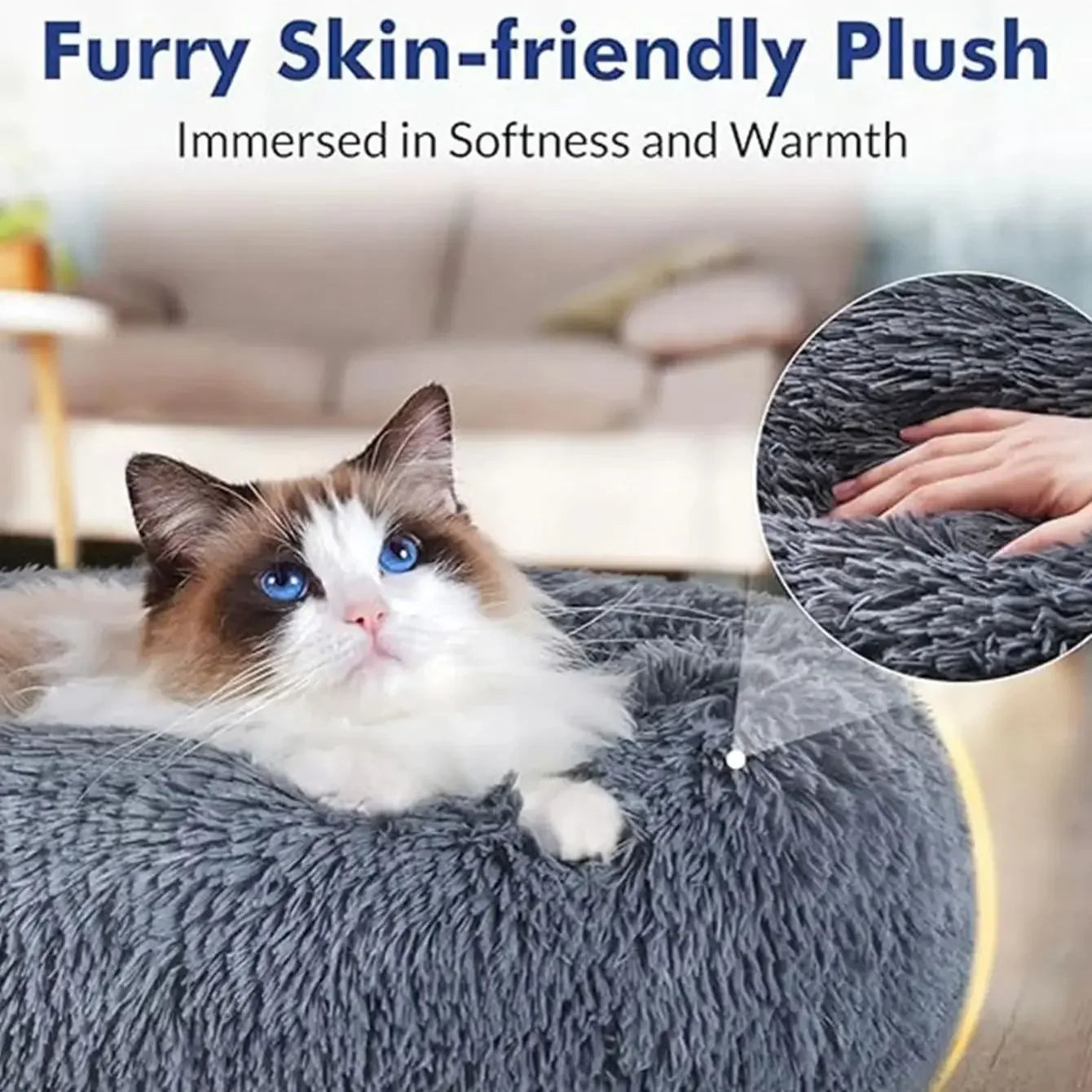 🛏️ Plush Round Pet Bed – Ultra Soft & Winter-Warm