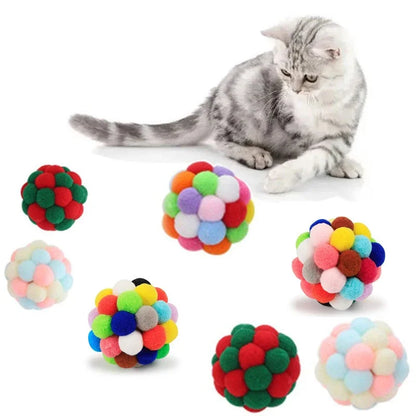 🐱 Sparkle Pom-Pom Balls with Bells