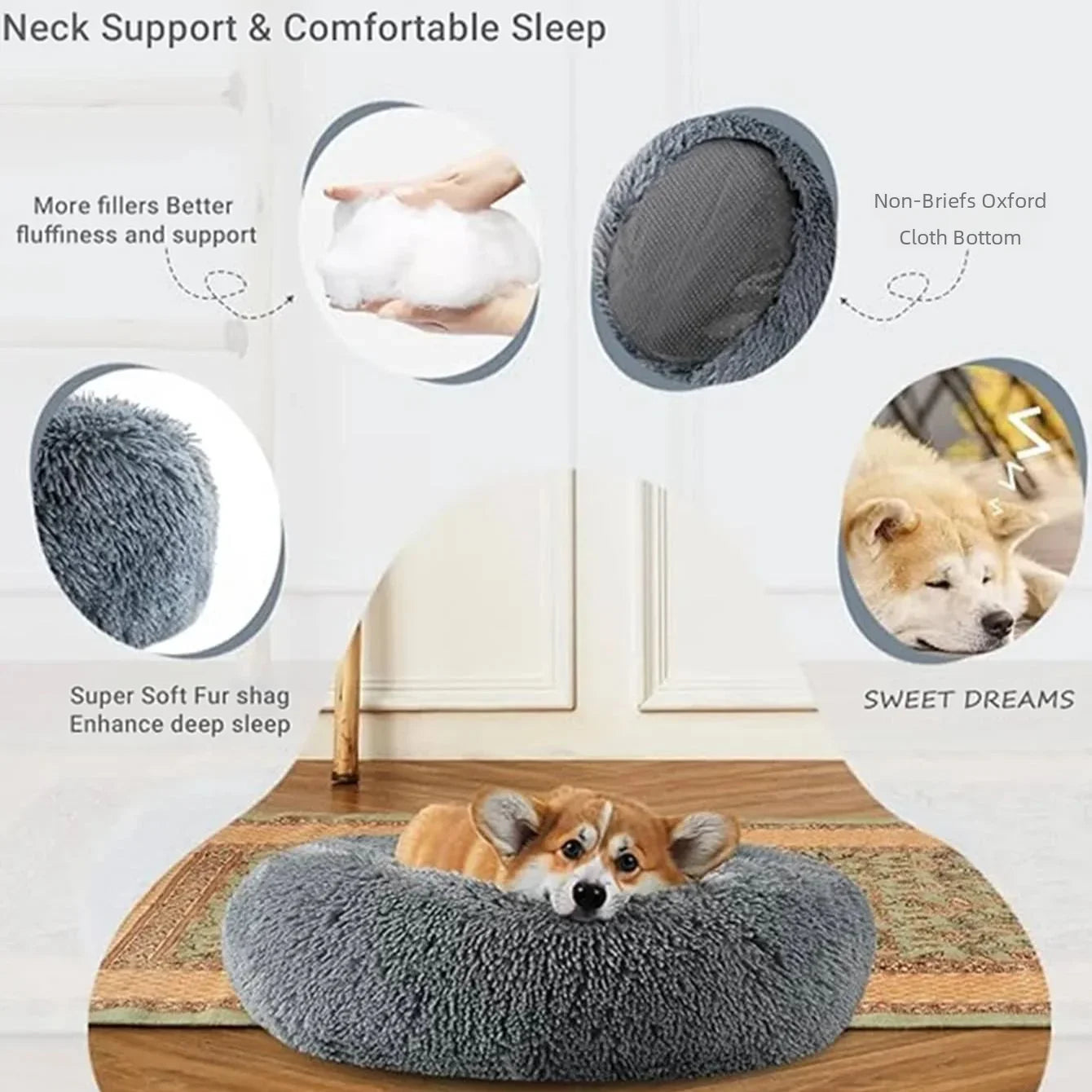 🛏️ Plush Round Pet Bed – Ultra Soft & Winter-Warm