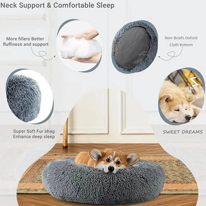🛏️ Plush Round Pet Bed – Ultra Soft & Winter-Warm