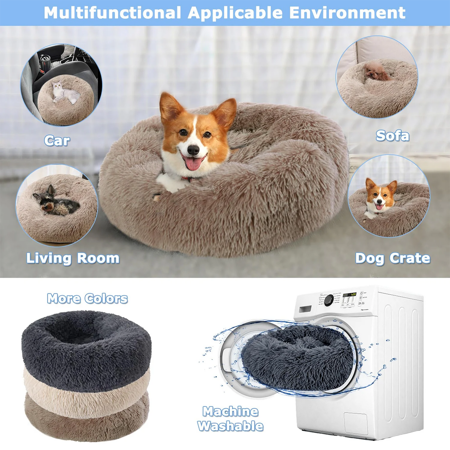 🛏️ Plush Round Pet Bed – Ultra Soft & Winter-Warm