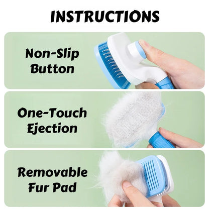 🐾 Grooming Shedding Brush – One-Push Stainless Steel Tool