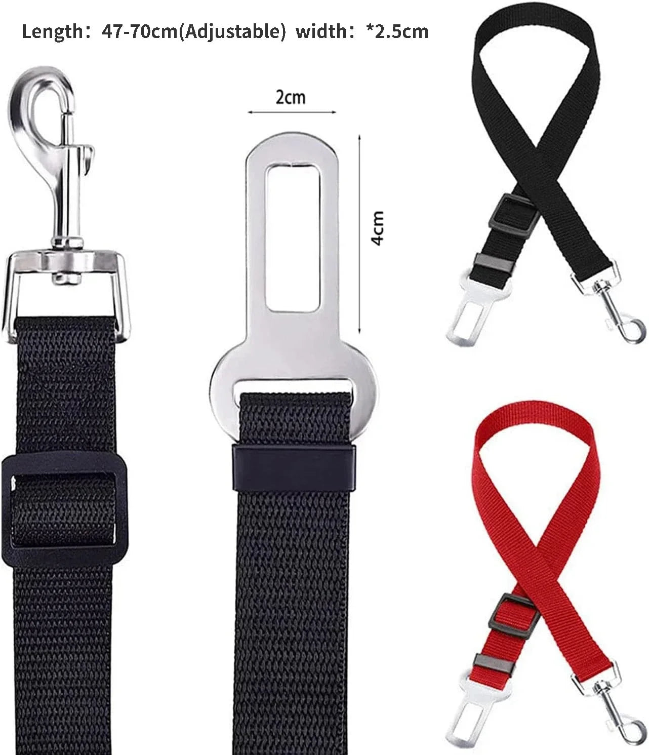 🚗 Adjustable Dog Seat Belt – Secure Car Harness for Dogs