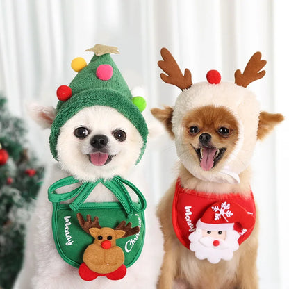 🎅 Festive Dog Hat & Bandana – Christmas Cosplay for Pets
