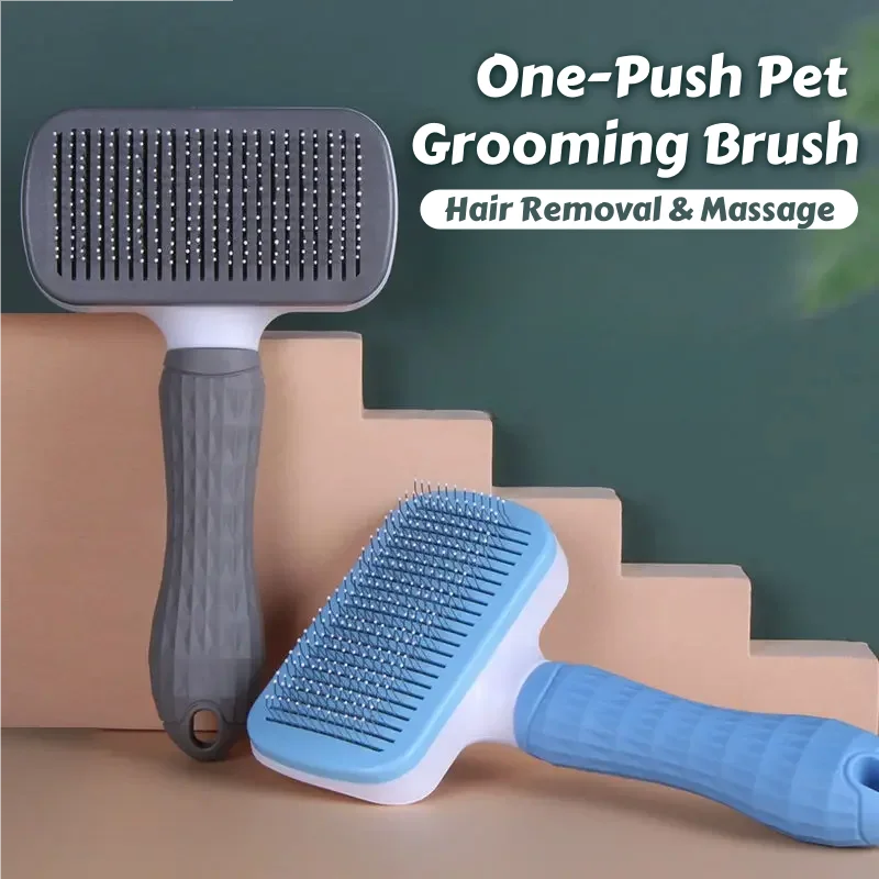 🐾 Grooming Shedding Brush – One-Push Stainless Steel Tool