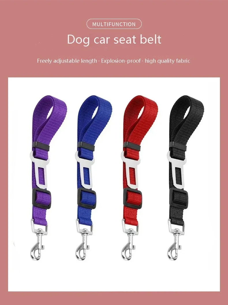 🚗 Adjustable Dog Seat Belt – Secure Car Harness for Dogs