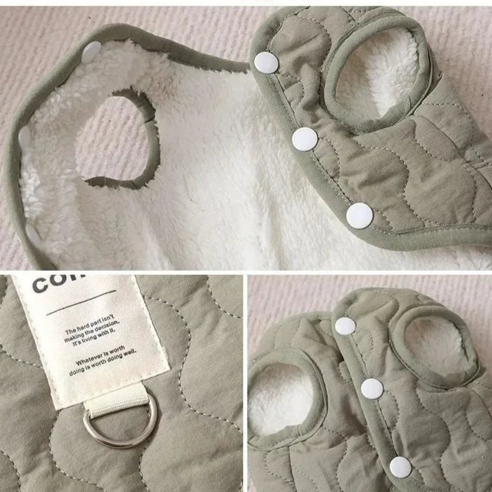 🧥 Winter Warm Dog Coat – Snug Cotton Jacket with D-Ring