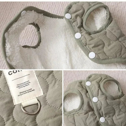 🧥 Winter Warm Dog Coat – Snug Cotton Jacket with D-Ring