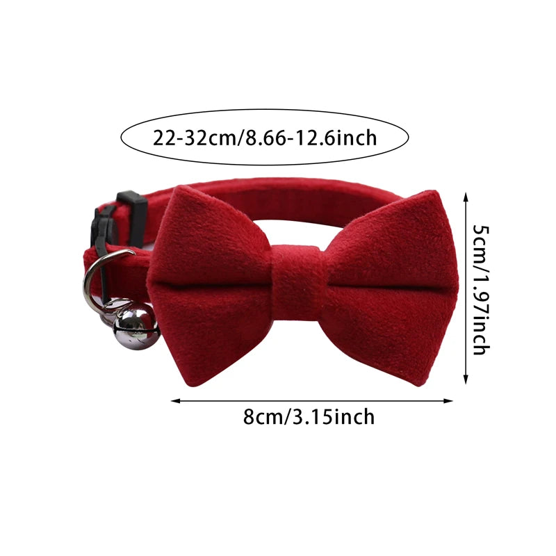 🎀 Velvet Cat Collar with Bow & Bell – Elegant & Safe Accessory