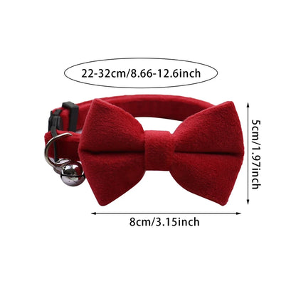 🎀 Velvet Cat Collar with Bow & Bell – Elegant & Safe Accessory