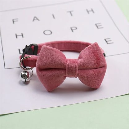 🎀 Velvet Cat Collar with Bow & Bell – Elegant & Safe Accessory