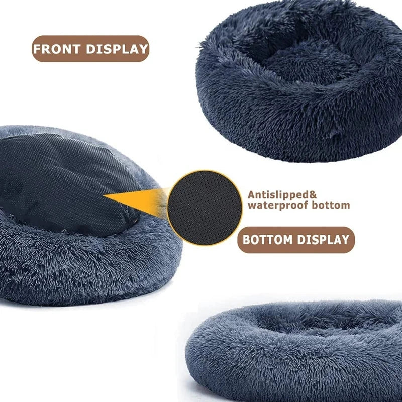 🛏️ Plush Round Pet Bed – Ultra Soft & Winter-Warm