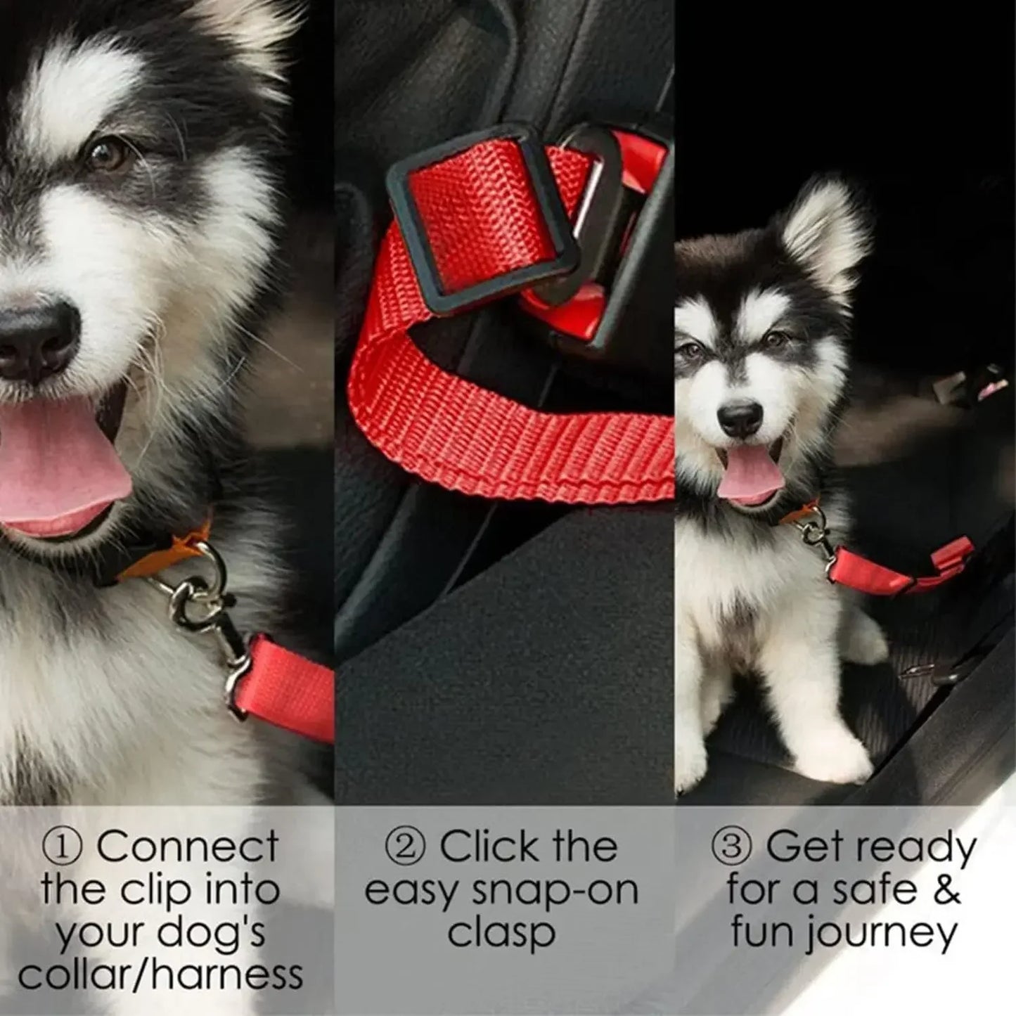 🚗 Adjustable Dog Seat Belt – Secure Car Harness for Dogs