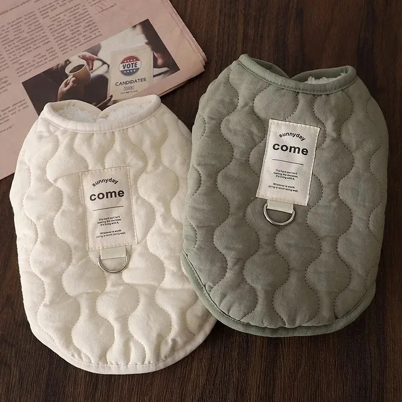 🧥 Winter Warm Dog Coat – Snug Cotton Jacket with D-Ring