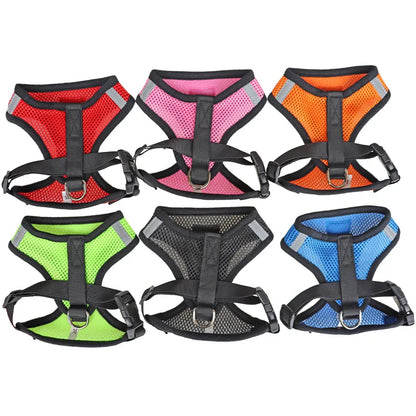 🐕 Adjustable Reflective Mesh Harness with Lead – Safe and Breathable